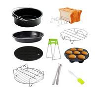 Phefop 10Pcs Air Fryer Accessory Kit, Baking Tools for Pizza and Cupcakes, Compatible with 3.2QT to 5.8QT Air Fryers (8in)