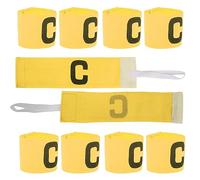 Phefop 10Pcs Soccer Captain Armband, Adjustable Breathable Captain Arm Bands for Soccer C Word Elastic Nylon Sports Wrist Arm Band for Kids Youth Adults (Yellow)