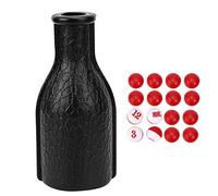 Phefop 16 Numbered Tally Balls and Shaker Bottle, Durable Rubber Billiard Pool Dice Box with Game Configuration Options, Suitable for Family Entertainment, Bar Fun, 6.5x2.9 in (Black)