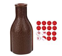 Phefop 16 Numbered Tally Balls and Shaker Bottle, Durable Rubber Billiard Pool Dice Box with Game Configuration Options, Suitable for Family Entertainment, Bar Fun, 6.5x2.9 in (Brown)