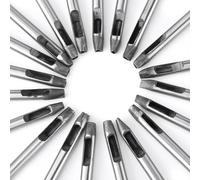 Phefop 20pcs Leather Flower Punch Hole Tool Set 5mm Carbon Steel Leather Craft Punching Tools for Wallet Belt Bag Decoration with Smooth Handle