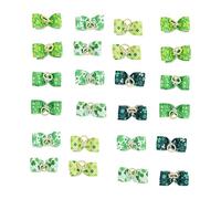 Phefop 24Pcs St. Patrick Day Dog Hair Bows, Polyester Holiday Dog Accessories, Cute Clover Clips for Small Dogs and Puppies