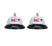 Phefop 2PCS Meal Bells Hand Pressed Counter Call Bell with Non Slip Base, Stainless Steel Crisp Ringtone and Classic White Paint Finish for Restaurant Bar Café Service