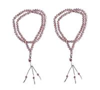 Phefop 2Pcs Muslim Prayer Beads 99 Count, Exquisite Mihrab Separators, Glaze Material Lightweight 8mm Mini Size, Versatile Necklace Bracelet Tasbih Islamic Rosary for Prayer (Silver Gray)