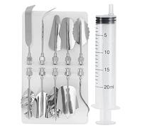 Phefop 3D Jelly Art Tools Set, Sculpting & Modeling Tools Steel Gelatin Art Includes 10 PCS Flowers Leaves Pudding Pastry Nozzles and 1 PCS Syringe for Jelly Cake Making 3D