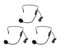 Phefop 3Pcs Wired Headset Microphone 3.5mm Jack Ear Hook Condenser Mic Uni Directional Anti Noise Windshield Clear Voice Hands Free Headband for Teaching Speech