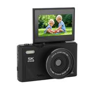 Phefop 75MP 5K Digital Camera, 18X Zoom Autofocus Mirrorless Camera with 3 Inch Screen, Equipped with Smile Detection Feature, for Travel Photography with Multi Axis Stabilization (Black)