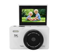 Phefop 75MP 5K Digital Camera, 18X Zoom Autofocus Mirrorless Camera with 3 Inch Screen, Equipped with Smile Detection Feature, for Travel Photography with Multi Axis Stabilization (White)