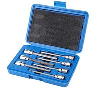 Phefop 7Pcs Extra Long Hex Bit Socket Set, Drive Socket Sets Chrome Vanadium Steel Allen Key Sockets, 110mm Long Shaft Hex Driver Set, Repair Tools with Storage Case for Auto