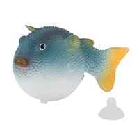 Phefop Aquarium Puffer Fish Luminous Simulation Floating Rubber Fish Toy Under The Sea Life Figure Educational Gifts with Suction Cup for Kids Animal Lovers (Blue)