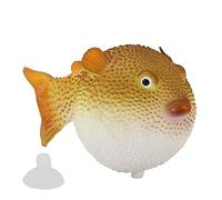 Phefop Aquarium Puffer Fish Luminous Simulation Floating Rubber Fish Toy Under The Sea Life Figure Educational Gifts with Suction Cup for Kids Animal Lovers (Orange)