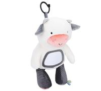 Phefop Baby Sleep Soother Plush Toy with Gentle Lullabies for Newborn Infants Portable Fun Mirror Stuffed Animal for Bedtime (Cow)