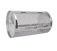 Phefop BBQ Grill Mesh, Stainless Steel Rolling Grilling Basket with 360 Degree Rotating Rod, Round Outdoor Cooking Basket for Vegetable Grilling and Fruit Baking (C)