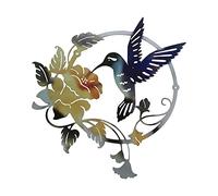 Phefop Bird On Tree Branch Metal Wall Art, Simple Color Stylish Round Decor, 30 Cm Diameter for Living Room, Office, Garden (#2)