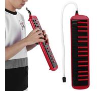 Phefop Blue Melodica Resin Body Brass Base Phosphor Bronze Reeds 32 Key Melodica Musical Instrument for Beginner Training School Music Practice and Stage Show (Red)