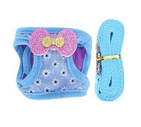 Phefop Bunny Harness and Leash Set, Adjustable Soft Breathable Harness with Cartoon Glitter Bows for Rabbit Kitten Ferret Puppy Hamster Small Pet Animals (M)