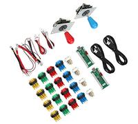 Phefop Burst Key Setting Rocker DIY Fighting Game Controller Joystick with LED Buttons Dual Player Blue Red for PC Home Assembly (#1)