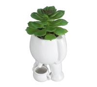 Phefop Ceramic Flower Pot, Innovative Peeing Man Succulent Planter Pot for Indoor Plants and Office Decoration (White)
