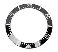 Phefop Ceramic Watch Bezel Insert 40mm Luminous Bezel Ring Replacement with Adhesive for Watch Repair, Scratch Resistant Dial Accessory (White Character Black Back)
