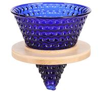 Phefop Coffee Filter Dripper Funnel, Glass and Wood Manual Brewer for Single Cup Pour Over Coffee At Home or Office (Blue)