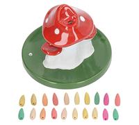 Phefop Cute Mushroom Incense Burner, Ceramic Waterfall Backflow Holder, Exquisite Decoration for Living Room and Yoga Space