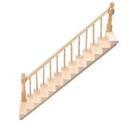 Phefop Doll House Stairs, Birch Wooden Mini Staircase with Glossy Rounded Corners for 1/12 Scale Doll House and Use By Creative Crafters (left armrest)