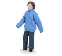 Phefop Dollhouse, Blue Sweater Vivid Dollhouse Figures, Porcelain and Cloth Miniature Decoration for Kids and Collectors