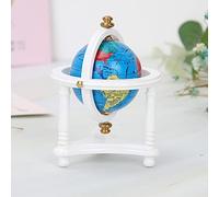 Phefop Dolls House Mini Globe, Wooden Decor for 1/12 Scale Dollhouse, Fun Educational Toy for Kids and Toddlers with Realistic Design (White)