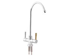 Phefop Drinking Water Faucet, 1/4'' Double Holes 360° Rotation | 304 Stainless Steel Body, Goose Neck Design for RO Systems, Fits Under Counter Water Filter, Kitchen Sink Tap