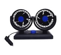 Phefop Dual Head Car Fan, 360° Rotating Cigar Lighter Powered Fan for SUV | 2-speed Adjustable, ABS Material, Overheat Protection, Compact Design Use on Dashboard, for Sedan & Truck