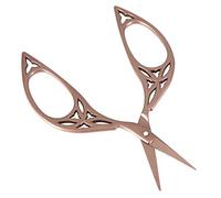 Phefop Embroidery Scissors Stainless Steel Vintage Leaf Handle Needlework Shears 4.2in Gold Smooth Finish for Sewing Cross Stitch Yarn Thread Cutting Craft Artwork (Brown)