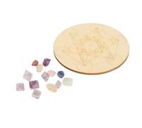 Phefop Energy Grids Board Chakra Stones, Composite Wood Crystal Grid Board Set Meditation Tool with Colorful Crystal for Divination Chakra Healing Energy (A05)
