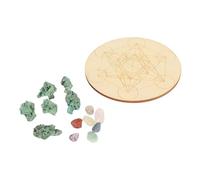 Phefop Energy Grids Board Chakra Stones, Composite Wood Crystal Grid Board Set Meditation Tool with Colorful Crystal for Divination Chakra Healing Energy (A06)