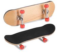 Phefop Finger Skateboard, Wooden Mini Skateboard with PU Shock Absorber, Stress Relief Fidget Toy for Office and Study, Collectible Desktop Toy for Adults and Teens (Red)