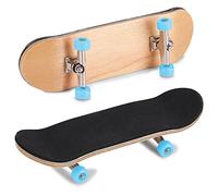 Phefop Finger Skateboard, Wooden Mini Skateboard with PU Shock Absorber, Stress Relief Fidget Toy for Office and Study, Collectible Desktop Toy for Adults and Teens (Light Blue)