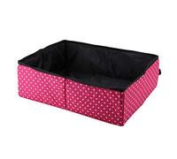 Phefop Foldable Cat Litter Box, Soft Fabric Portable Litter Pan, Compact Design for Travel Camping and Home Use (Rose Dot)