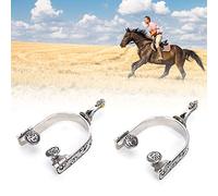 Phefop Horse Spurs Stainless Steel Silver Stainless Steel Spurs, Exquisite Pattern, Graceful Shape, Small Gears Jolt, Avoid Leaving Marks, Maintain Control, Improve Riding, Horse,