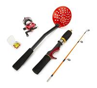 Phefop Ice Fishing Gear Set, Complete Ice Fishing Kit with Fiberglass Rod and Reel Combo, Large Scoop for Trout Walleye Bass Catfish Saltwater