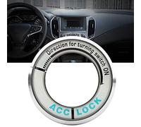 Phefop Ignition Switch Ring, Ignition Starter Keyhole Ring Aluminum Alloy Circle Key Hole Cover Trim with Self Adhesive for Malibu Aveo Excelle Switch, Glow in The Dark (Silver)