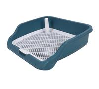 Phefop Indoor Dog Potty Tray Portable Multifunctional Pet Mesh Training Pad with Splashs Wall for Small Medium Animal 21.26x17.72x5.12in (Peacock Blue)