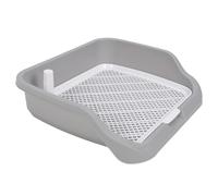 Phefop Indoor Dog Potty Tray Portable Multifunctional Pet Mesh Training Pad with Splashs Wall for Small Medium Animal 21.26x17.72x5.12in (Gray)