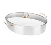 Phefop Large Capacity Fish Steaming Pot Stainless Steel Oval Cooking Pot for Home, Ideal for Steaming Fish and Vegetables with Visible Lid
