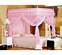 Phefop Luxury Princess Bed Canopy, Elegant Netting with Lace, Dreamy Decorative Frame for Girls in Bedrooms 1.5x2M Pink (1.5 * 2.0)