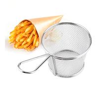 Phefop Mini Stainless Steel Fry Basket, Heavy Duty Chip Basket for Presenting Fries and Snacks, Ideal for Home and Restaurant Use, 7.48 X 3.94 X 3.07 Inch