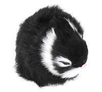 Phefop Miniature Plush Rabbit Stuffed Animal, 5.1 Inch Hyper Realistic Soft Bunny Doll for Table and Garden Decor, Durable Artificial Fur Toy, for Birthday and Holiday (Black)