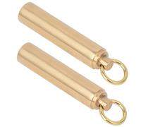 Phefop Outdoor Survival Mini Sealed Brass Container Box, 2Pcs/Set Waterproof EDC Pill Storage for Adventure Enthusiasts (12mm)