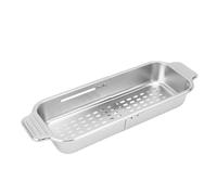 Phefop Over The Sink Strainer Extendable Stainless Steel Colander for Kitchen Washing Vegetables Fruits Space Saving Modern Aesthetic for Family Use (S(25cm/9.8in Length, US Valve))