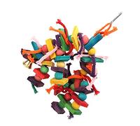 Phefop Parakeet Chewing Toy, Colorful Wooden Blocks with Cotton Rope, Natural Bird Toy for Parrots and Macaws (Thick rope style)