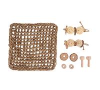 Phefop Pet Seagrass Mat Woven Teeth Grinding Rabbit Bite Protector Mat, for Guinea Pig Bunny Chinchilla Cage Decoration 11.8x11.8 Inch with Screws Nuts Washers Hanging Strings