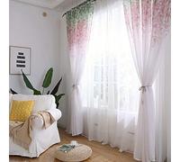 Phefop Polyester Window Curtain Valances Voile for Bedroom Living Room Decor in Purple with Sunlight Blocking Noise Reduction (Pink)